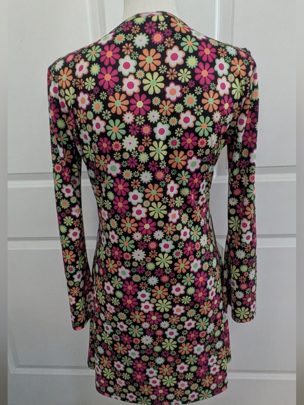 70s Women's Hippie Costume Flower Power Dress with Fringe Vest - Size Medium - Picture 2 of 2